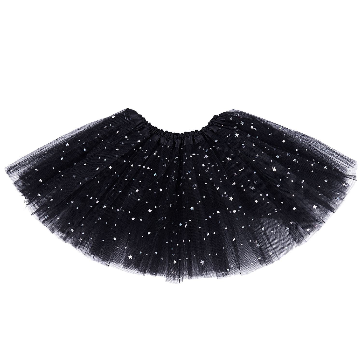 SovelyBoFanBaby Girl Clothes Stars Sequins Petticoat Ballet Dance Fluffy Tutu Skirt black