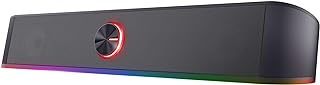 Trust Gaming GXT 619 Thorne RGB Illuminated Soundbar, PC Speakers, 12W Peak Power, 3.5 mm Jack, USB Powered Soundbar, Stereo Sound System for PC, Desktop, Laptop, Computer - Black