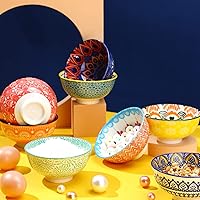 Vista 5 de 8 piezas de juego de cuencos de cerámica coloridos 10 onzas 4.75'' de porcelana para cocina, cuencos para sopa, cereal, servir para ramen, arroz