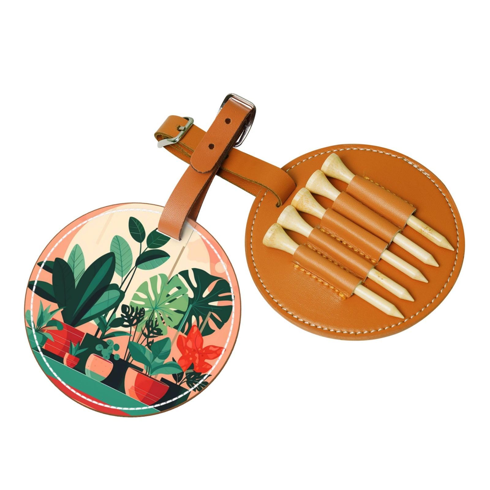 WXXWXD Indoor potted green plants Printed Golf Tee Storage Bag - Portable Storage, Easily Organize Tees