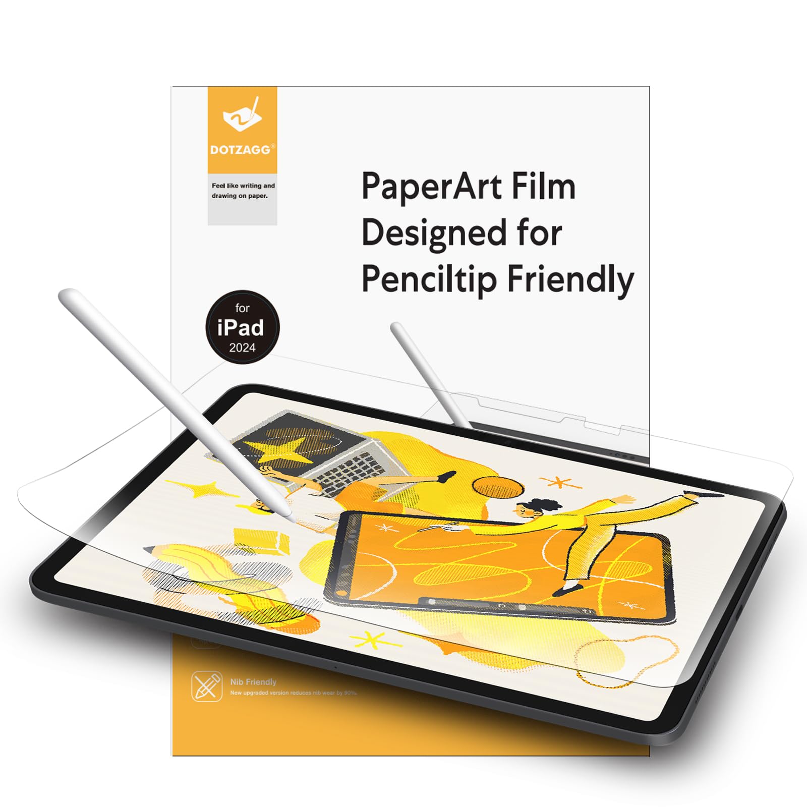 2 Pack Paper Nano Screen Protector Compatible with iPad Pro 11 Inch 2024 (M4), New Version for Paper Art Writing and Drawing, Anti Glare, Nib Friendly, Easy Installation