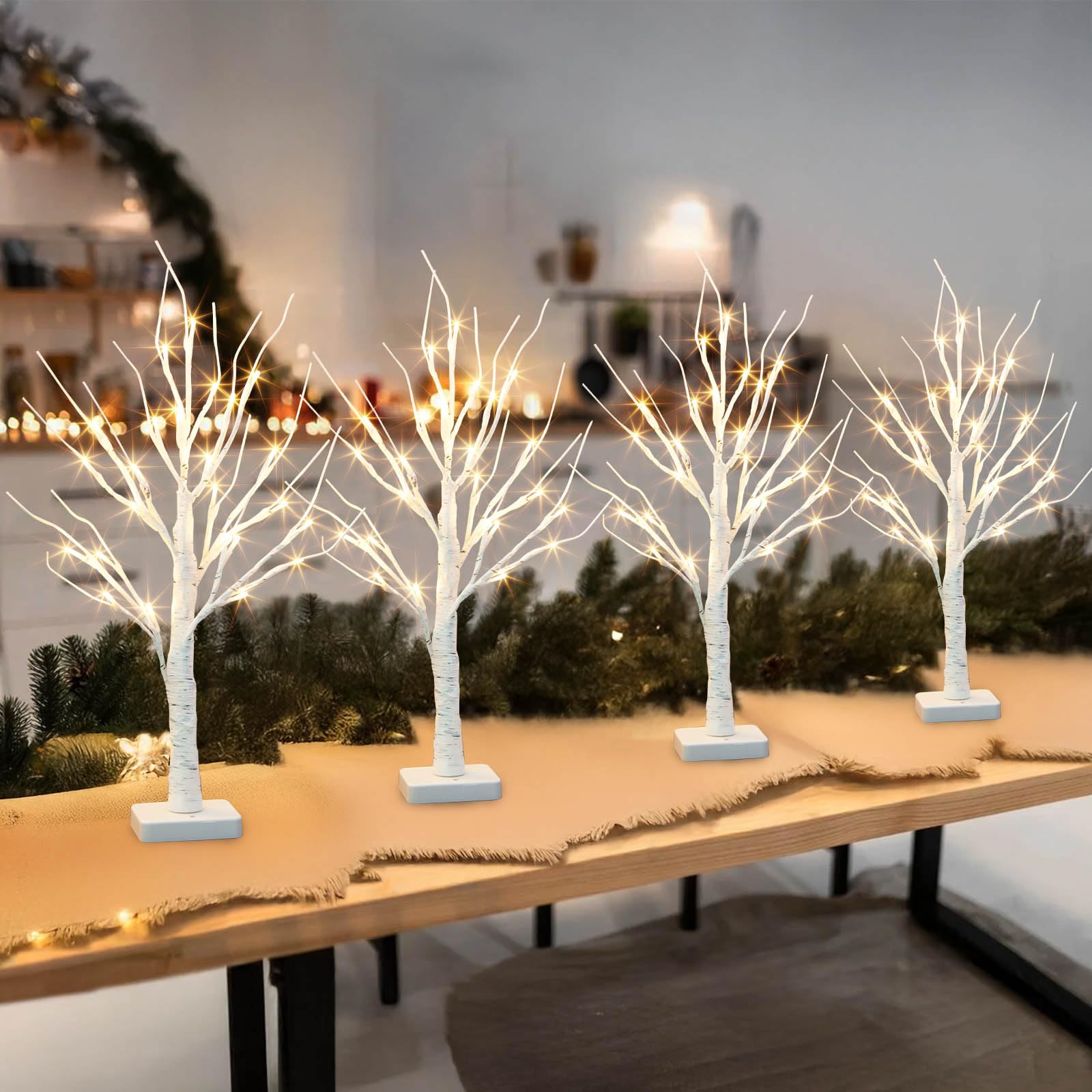PEIDUO 22 inch Tabletop Lighted Birch Tree