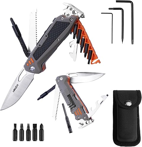 Miniatura 14 de HANSHI Martillo cortador de alambre reemplazable multiherramienta con funda de nailon para exteriores, campamento, supervivencia, senderismo