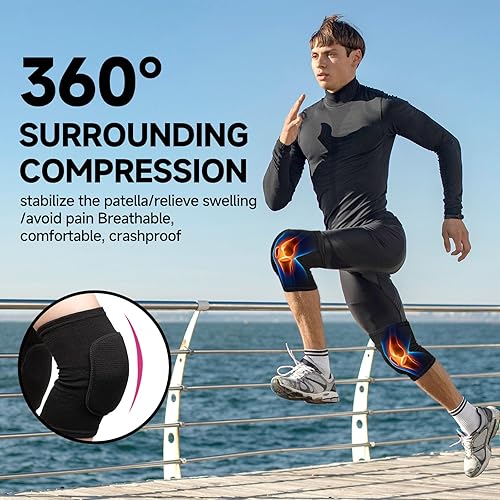 Miniatura 3 de Rodilleras de voleibol para mujeres, hombres, jóvenes, niñas, niños, rodilleras para voleibol, baloncesto, fútbol, baile, yoga, tenis, correr,