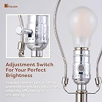 Vista 4 de Bedside Table Lamp for Bedroom, Modern Desk Lamp with Dimmable Switch and Bulb, Minimalist Night Stand Light Lamp with Fabric Shade, Desk Reading