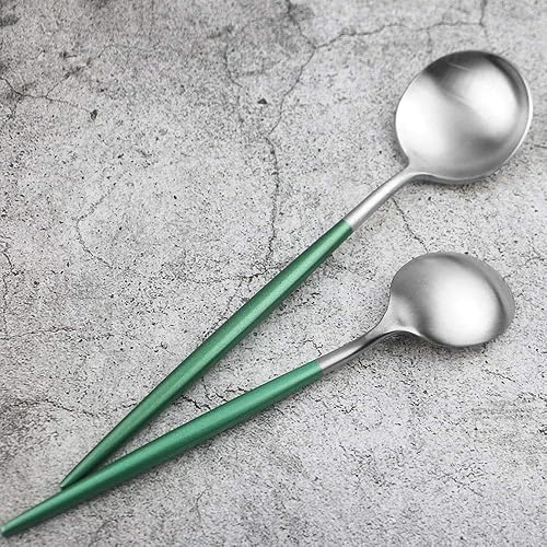 Vista 40 de JASHII Juego de cubiertos y cubiertos de plata mate de acero inoxidable 18/10, juego de 5 piezas de lujo, para bodas, eventos, restaurantes, incluye