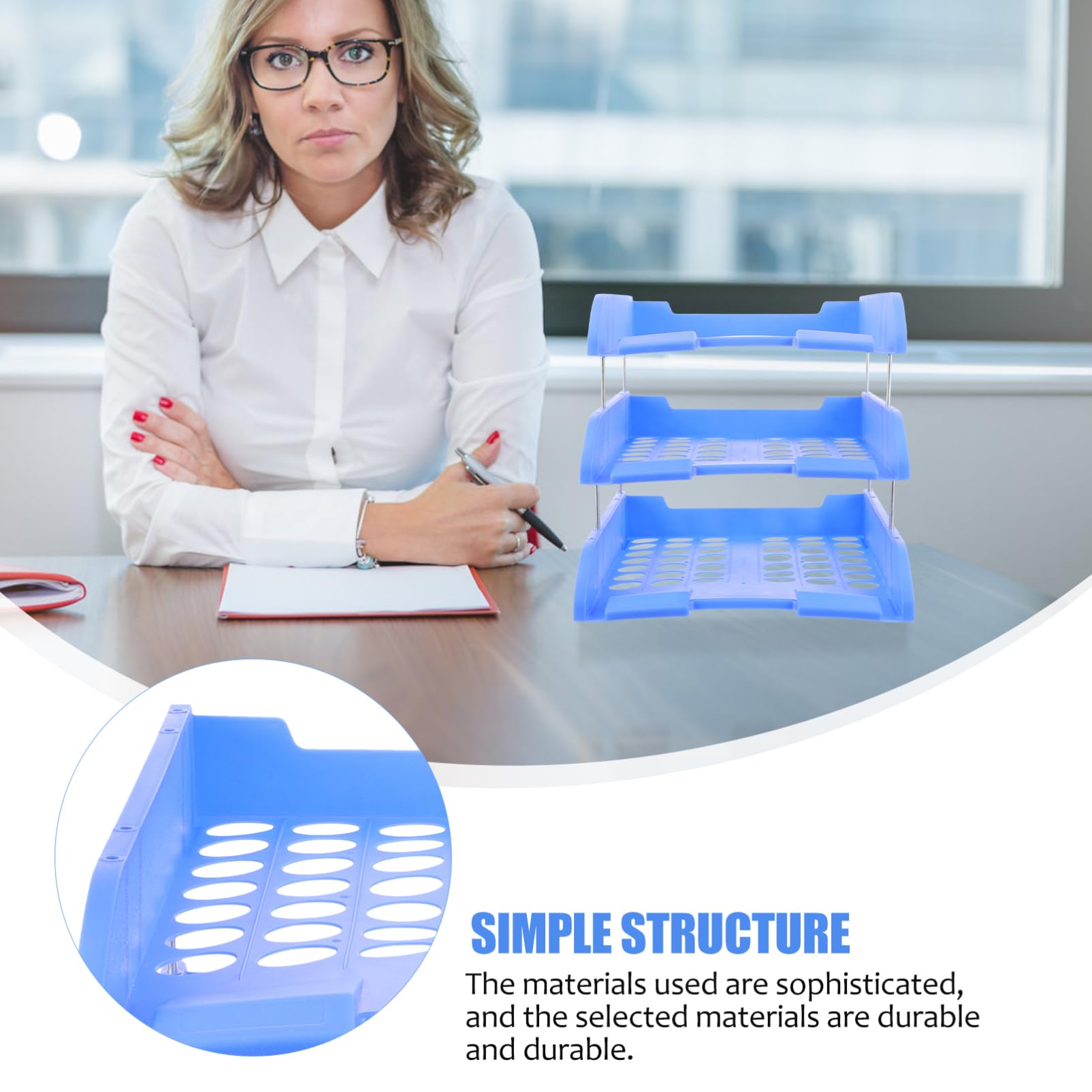 NUOBESTY organizzatore di file da scrivania Organizzatore da scrivania porta carta da ufficio mensola desk shelf vassoio carta per portadocumenti Blue