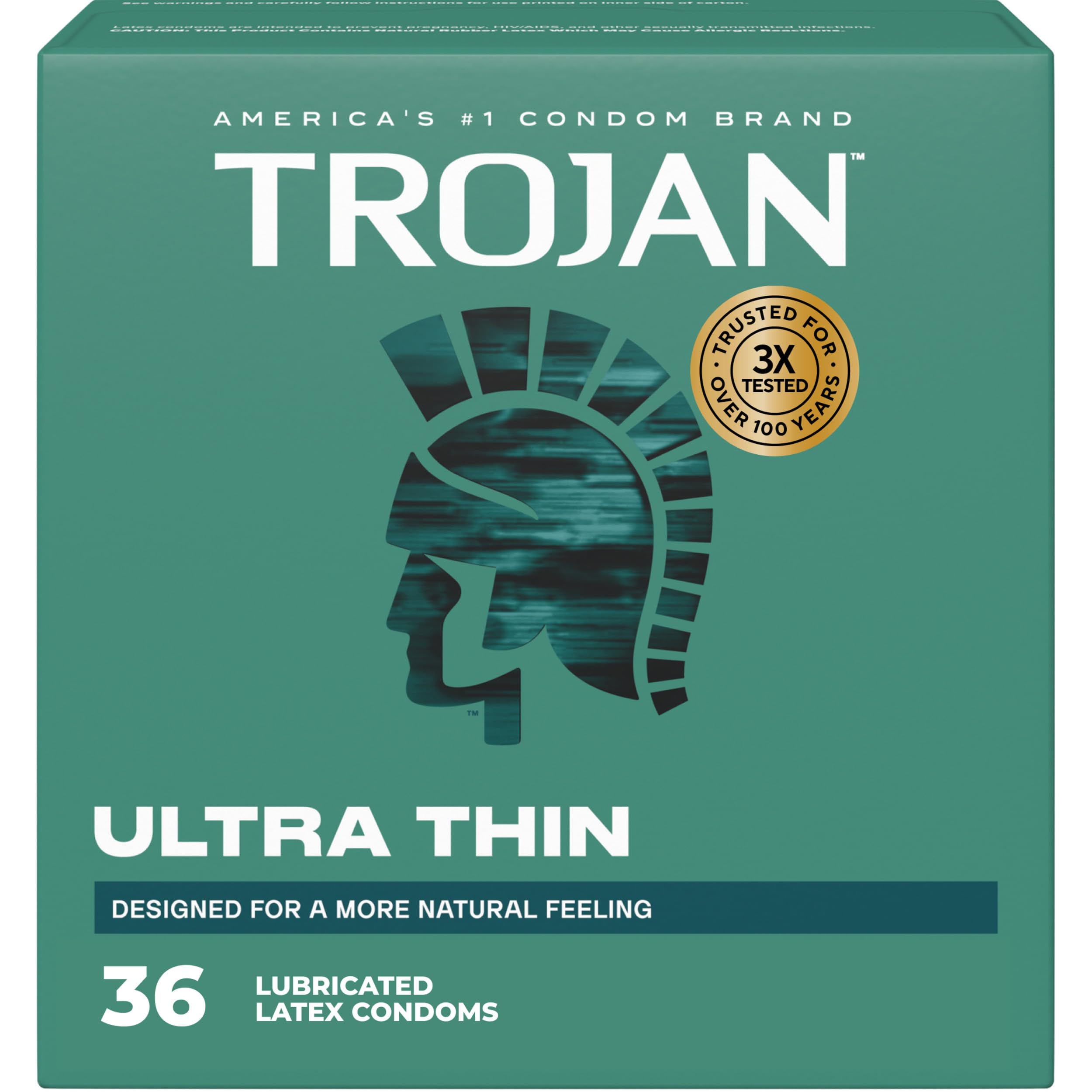 TROJAN Ultra Thin Condoms for Sensitivity, Lubricated TROJAN Condoms for Men, 36 Count Value Pack