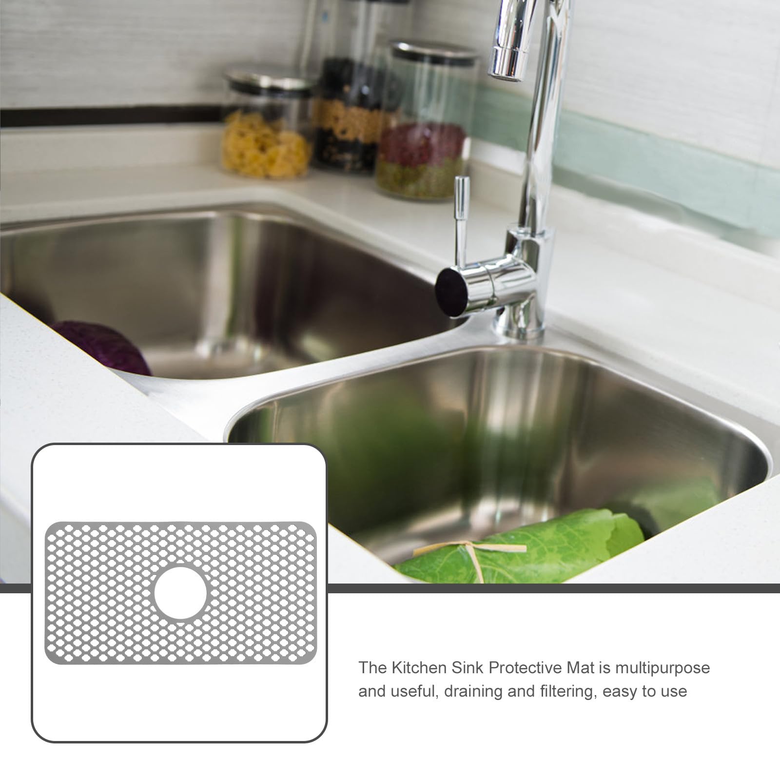 Tappetino Drenante Accessorio Multipurpose in Silicone Antiscivolo Proteggi Schizzi per Lavello Cucina Lavandino per Uso Domestico