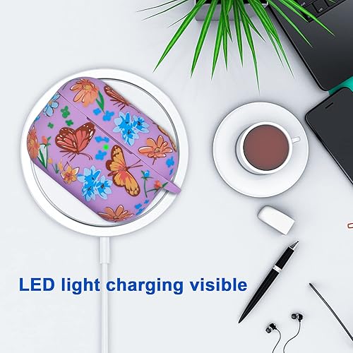 Miniatura 5 de Funda para Airpods Pro de mariposa, funda de silicona suave y bonita para Airpods Pro para mujeres y niñas con llavero para funda de carga de Apple