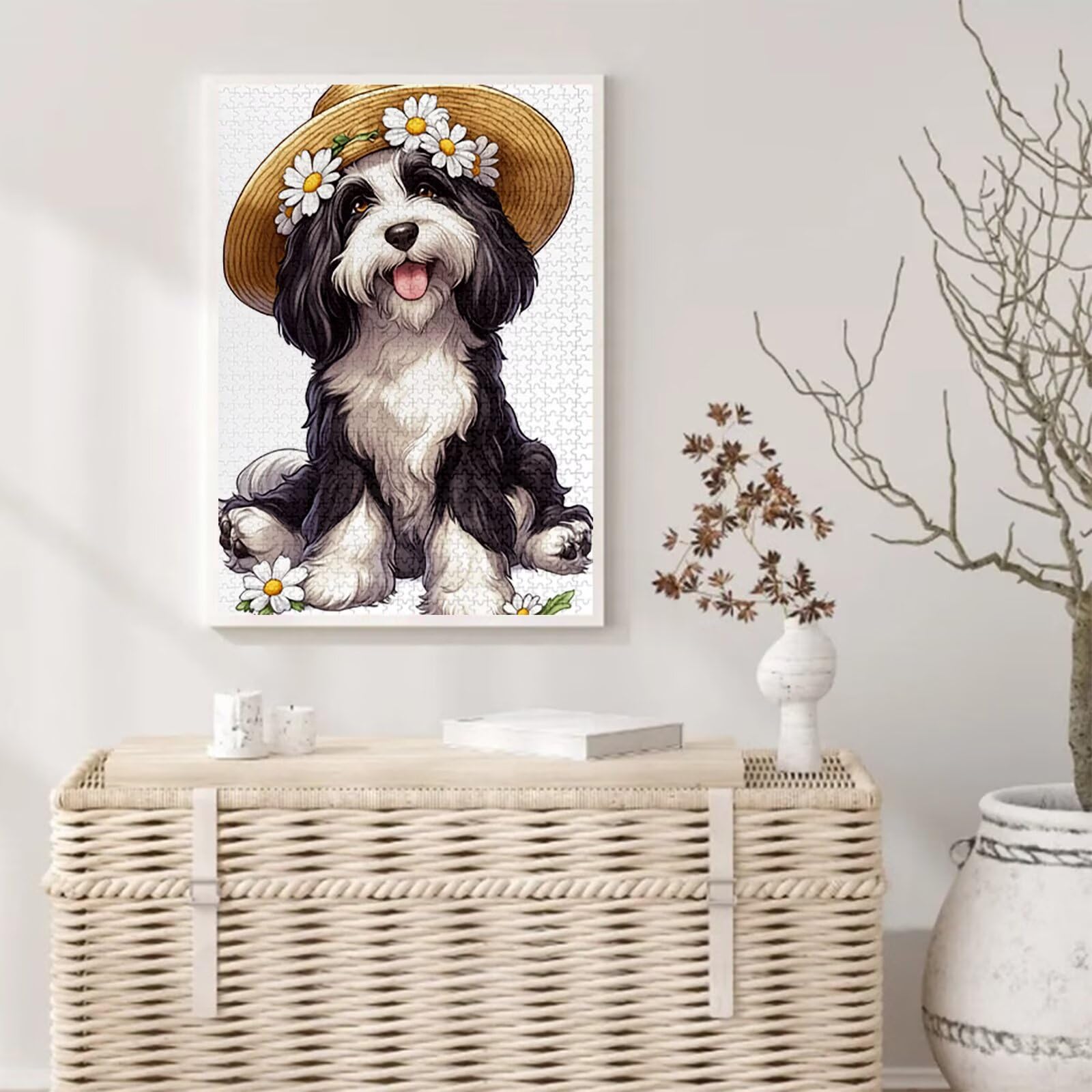 Pies Puzzle 1000 sztuk Dorosłych, Puzzle Zwierząt Wzór Projekt, Jigsaw Dorosłych, 5D DIY Rzemiosło Rodzina Zajęcia z Pakowaniem Pudełka, Dekoracja ścienna do domu, Prezent Kobiety, 75 x 50 cm