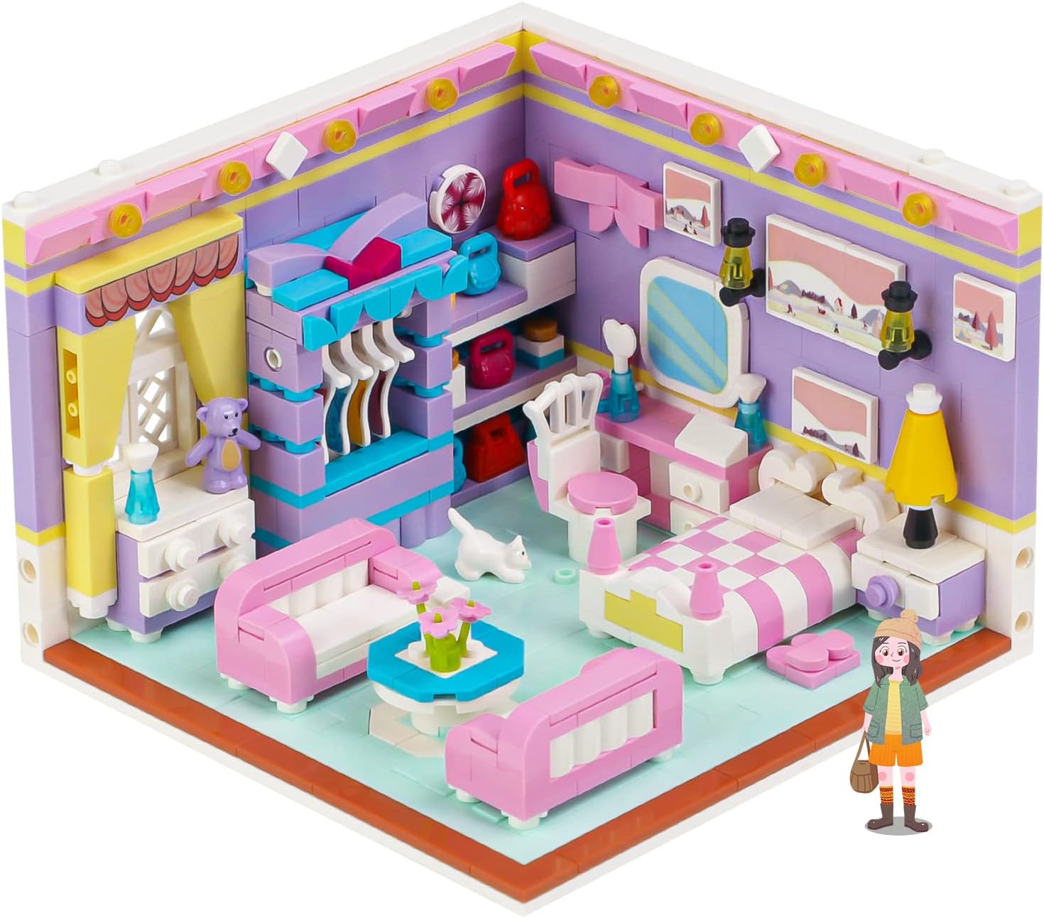 Friends House Building Block Sets, Girls Mini Bedroom Friendship Playhouse Apartment Bricks Kit Birthday for Adults Kids 8-12 6-12 7-9 (639 PCS)