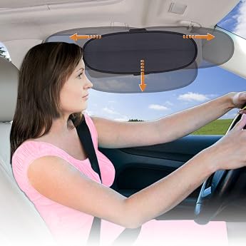 Anti-Glare Car Visor Sunshade Extender for Drivers or Front Seat Passengers 1 Piece Silver