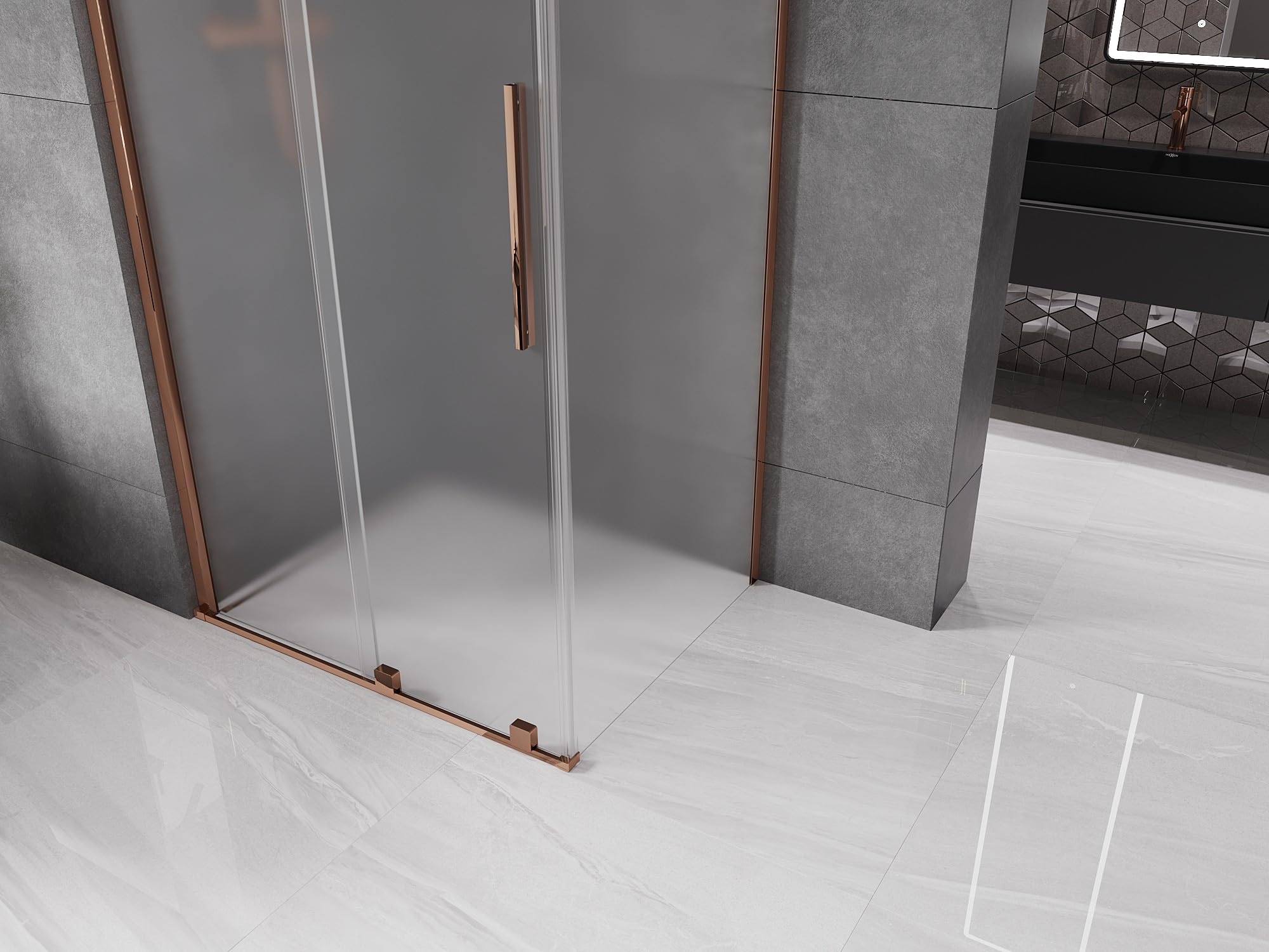 Mexen - Velar Box doccia allungabile 90 x 120 cm, gelo, oro rosa