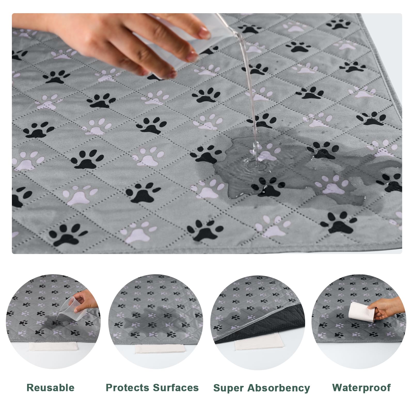 JERIA Paquete de 2 Almohadillas Reutilizables Lavables para orina para Perros, Antideslizantes, Impermeables, absorbentes y a Prueba de Fugas, Almohadillas de Entrenamiento para Mascotas (72 x 72