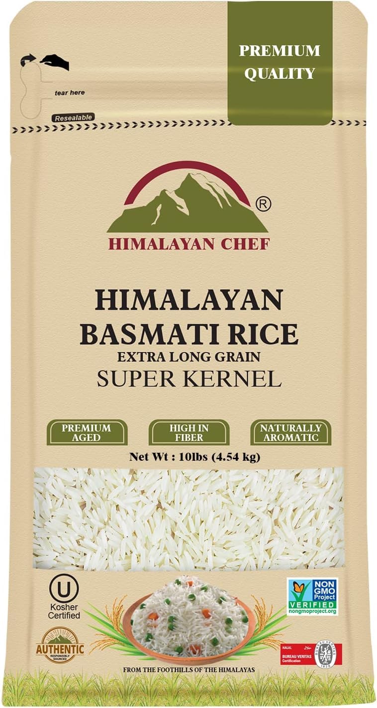 Himalayan Chef Super Kernel Organic Basmati Rice, White Sticky Rice with Naturally Aromatic Flavor - Premium Quality 10 Lbs