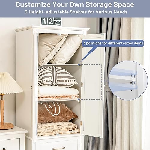 Miniatura 6 de LOKO Armario de almacenamiento de despensa de cocina, gabinete de almacenamiento de suelo de 62 pulgadas de alto con 2 cajones grandes, armario alto