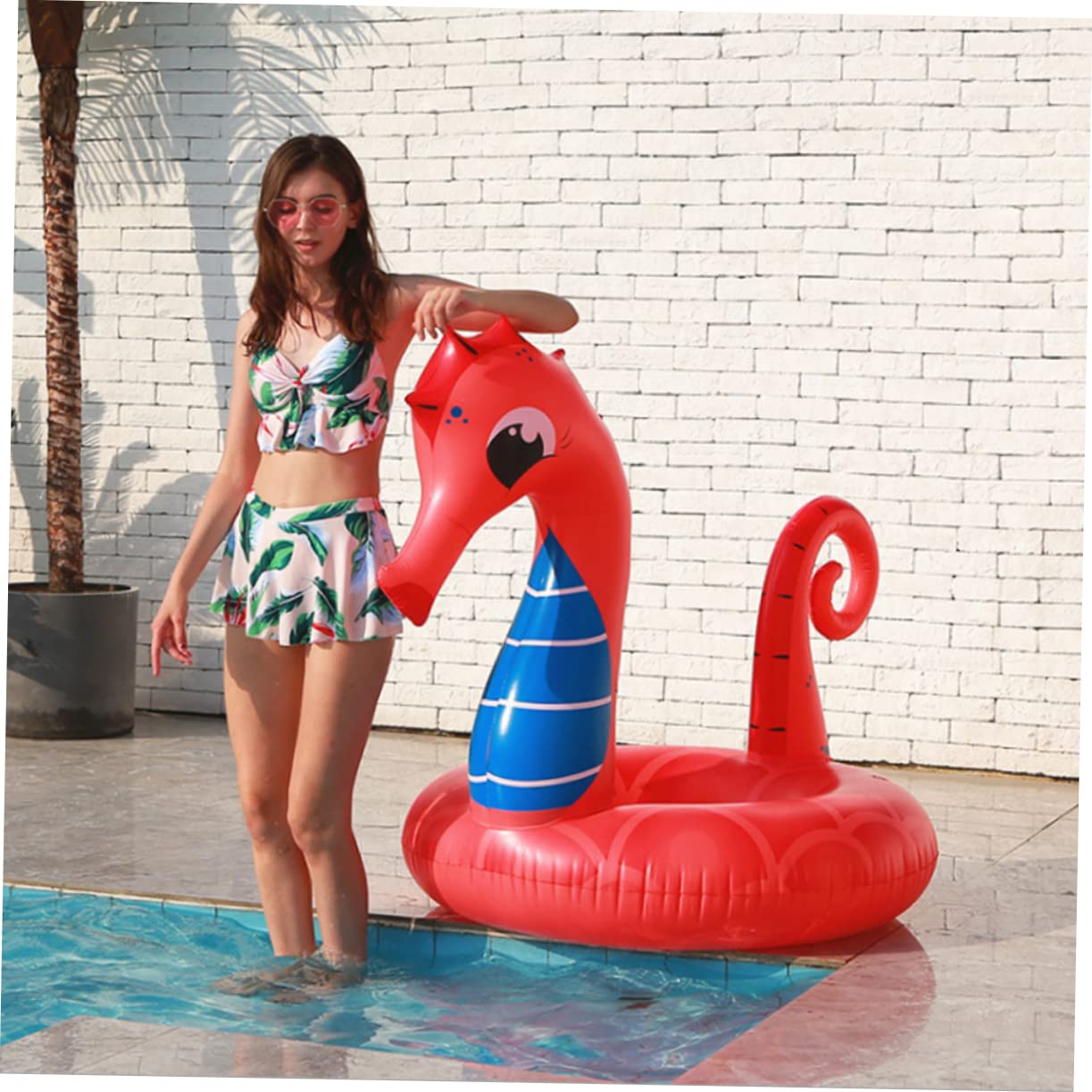 TOYANDONA Aufblasbarer Schwimmring in Seepferdchenform aus PVC für Erwachsene Leichter Schwimmring mit Sitz für Pool und Sommerfest Geeignet