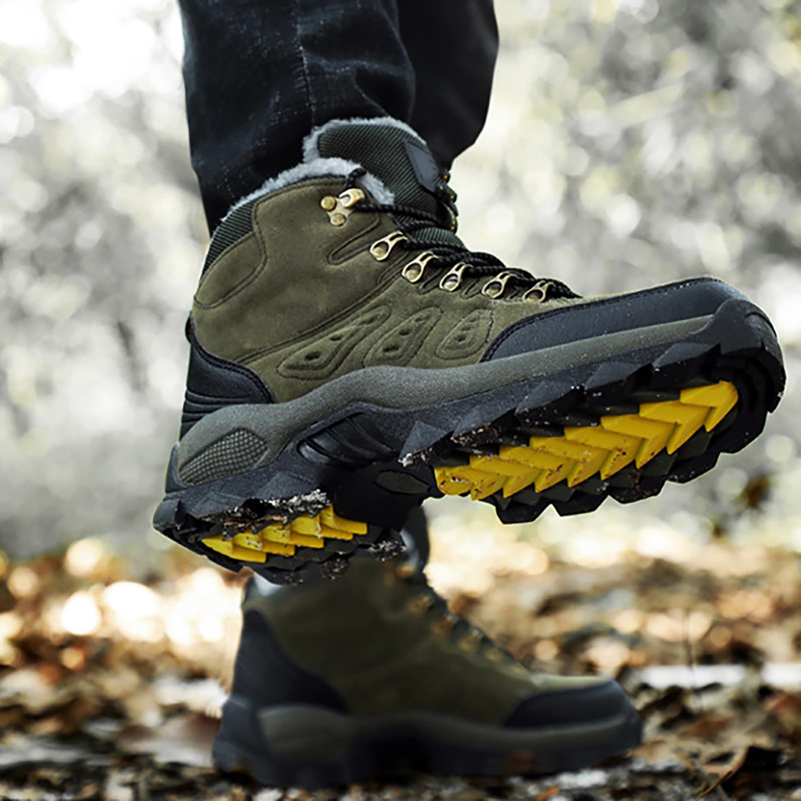 Wanderstiefel Herren Wasserdicht, Trekkingstiefel Leder Atmungsaktiv