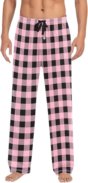 Mens Christmas Pajama Pants Sleepwear Lounge Pants Drawstring Elastic Lightweight Straight Leg Pj Pants with Pocket