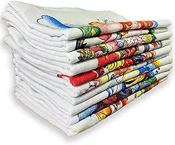 Kit 10 Panos de Prato/Copa Branco com Estampas Sortidas - 42x65cm