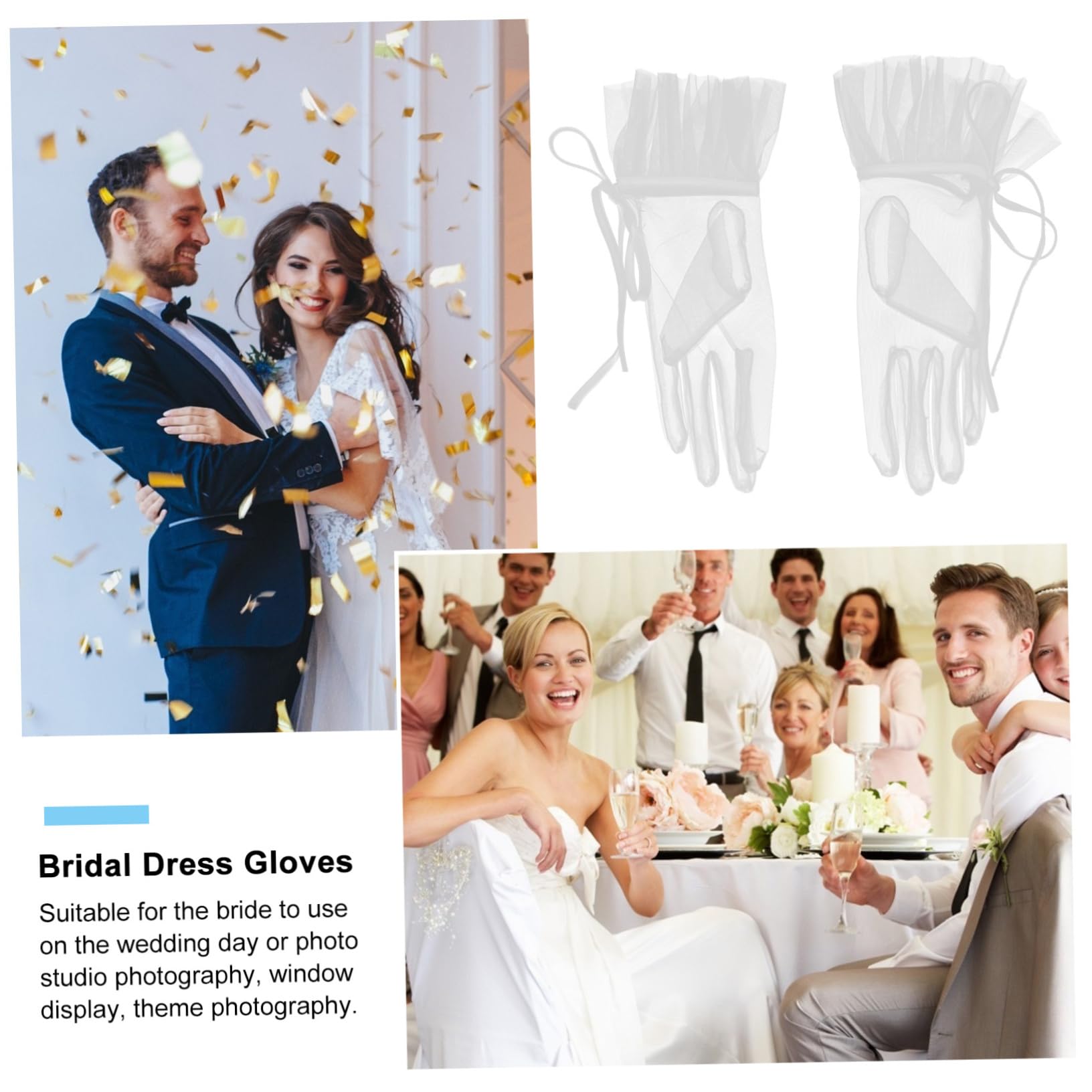 Guantes Accesorios de Novia Nupcial Velo Corto para Novia Paseo Vestido de Novia Vestido de Lujo Patas muñequeras Suministro de Boda
