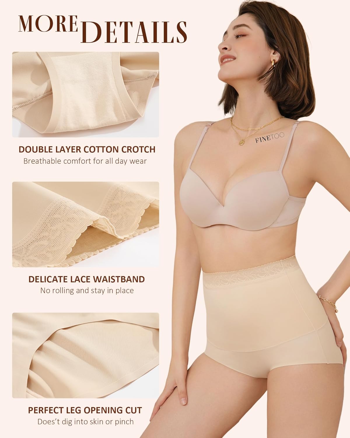 FINETOO Womens Tummy Control Shapewear Underwear High Waisted Seamless Panties Girdle Full Coverage Postpartum Briefs - Image 4