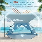 Beach Tente Sun Shelter, Elegear CumbreX™ UPF 50+ Beach Tent Canopy, 4-5 personnes Pop Up Beach Shade Tente Portable Beach Cabana Lightweight Easy Carry Set for Camping Fishing Outdoor Picnic-Light Blue