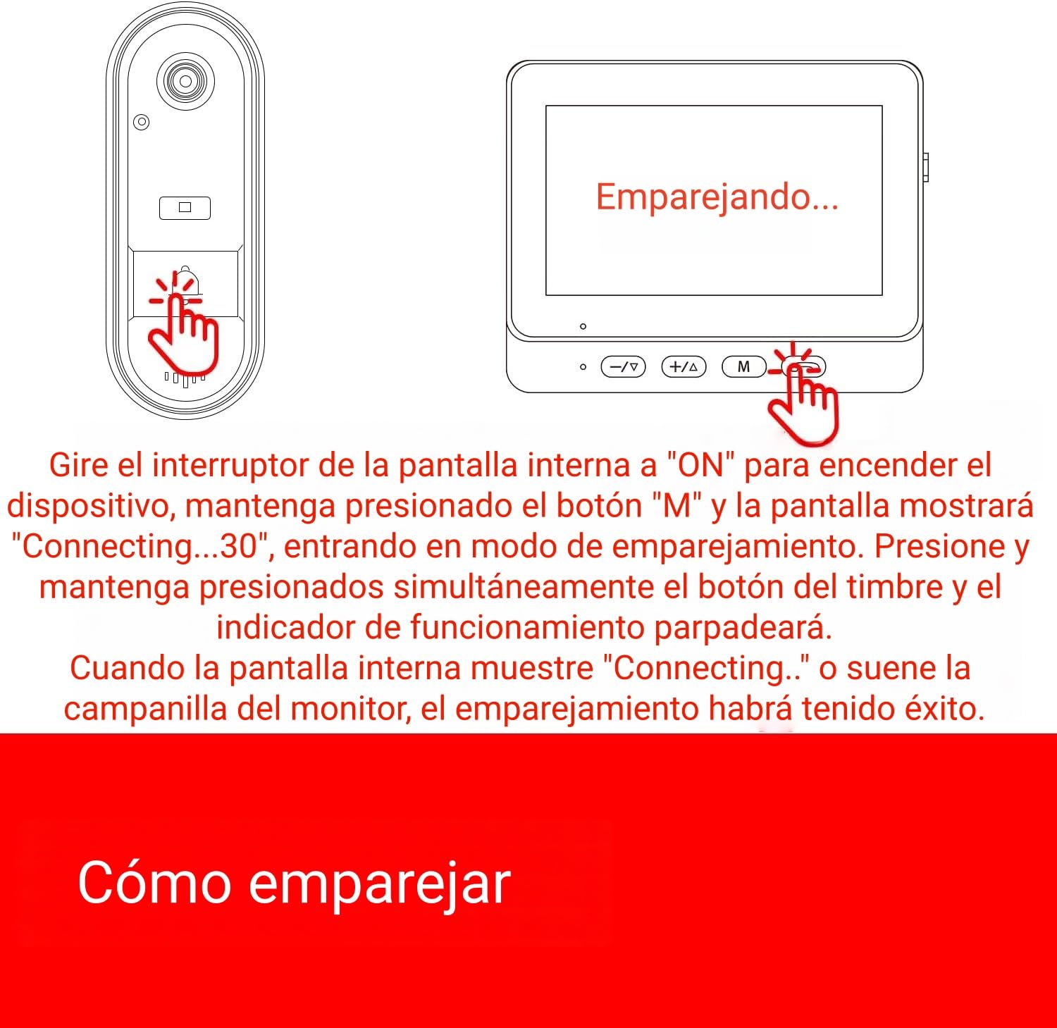 TKMARS Timbre Inalámbrico Exterior Impermeable, Timbre de Vídeo con Pantalla y Cámara 1080P Videoportero IP65 Intercomunicador Doorbell Cámara al Aire Libre Notificación Instantánea Visión Nocturna