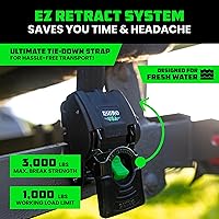 Vista 2 de Rhino USA - Correas de amarre retráctiles, máxima resistencia a la rotura de 3000 libras, resistente, 2 x 43 pulgadas, amarre de remolque marino