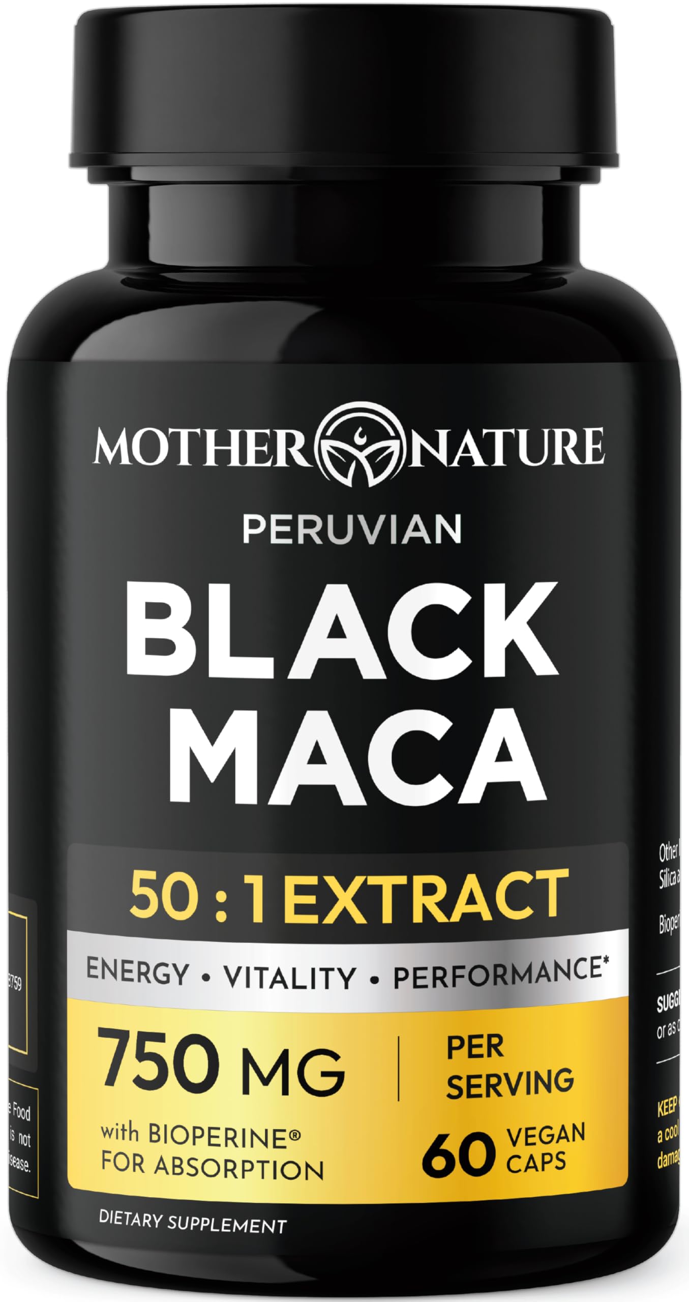 MNO Black Maca Extract 50:1, 750mg + BioPerine, Made from Organic Black Maca, 180ct — Amazon image 10