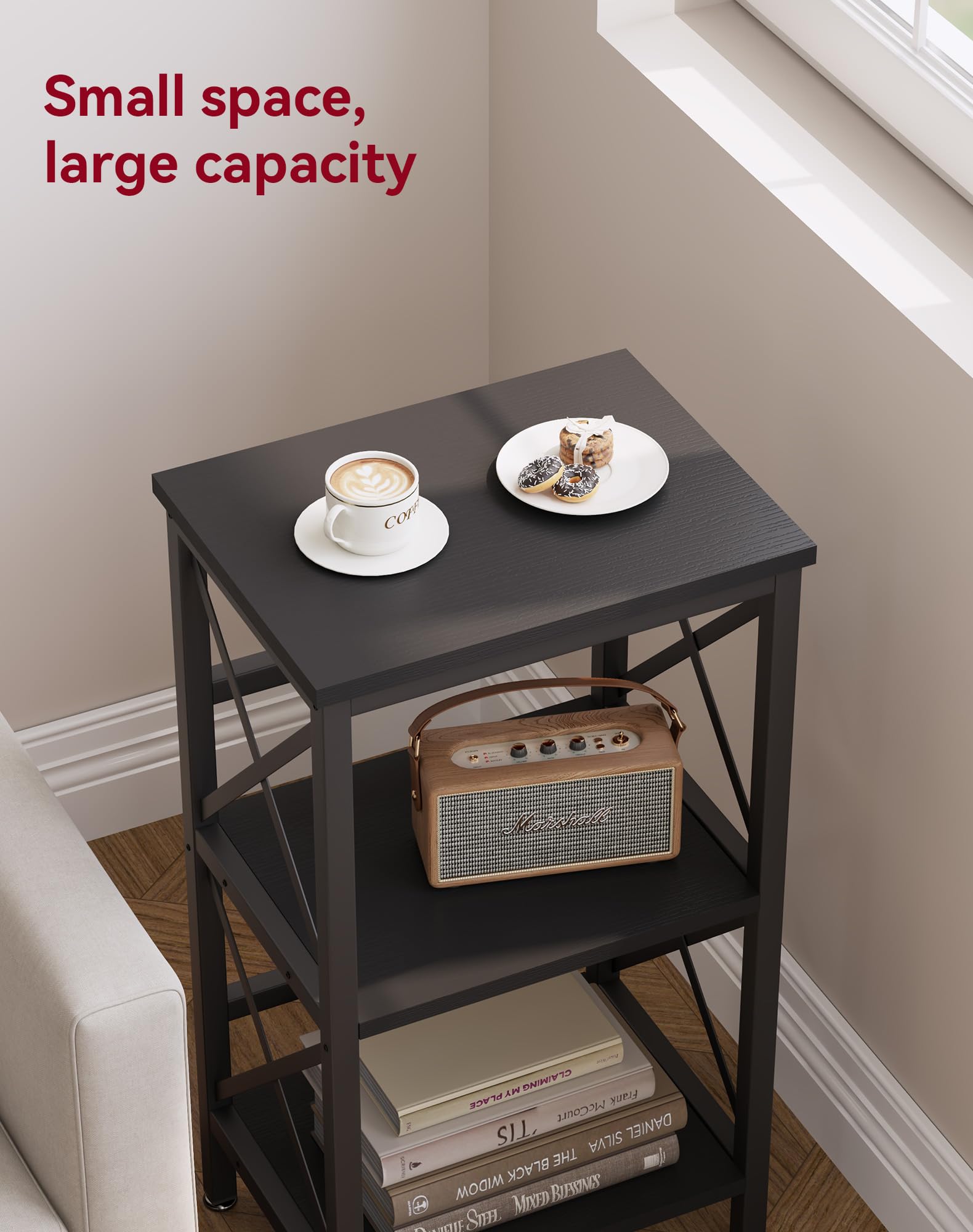 Scaffale Industriale YMYNY 3 Ripiani - Libreria Multiuso 40×29×75cm Nero