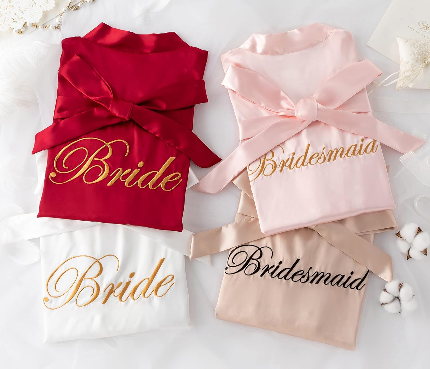 6 Pcs Women's Satin Wedding Party Robe Set Bride Bridesmaid Kimono sets Bridal Shower Getting Ready Silky BathRobe - Image 6