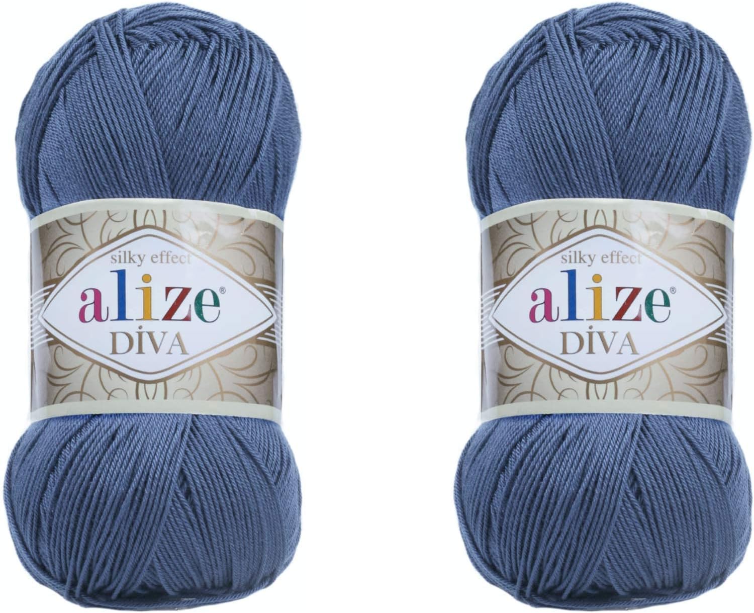 Lace Weight Yarn Alize Diva Silky Effect 100% Microfiber Acrylic Yarn Thread Crochet Art Lace Craft Lot Of 2 Skeins 200gr 766yds Hand Knitting Yarn (26 Finger Weight Yarn 1