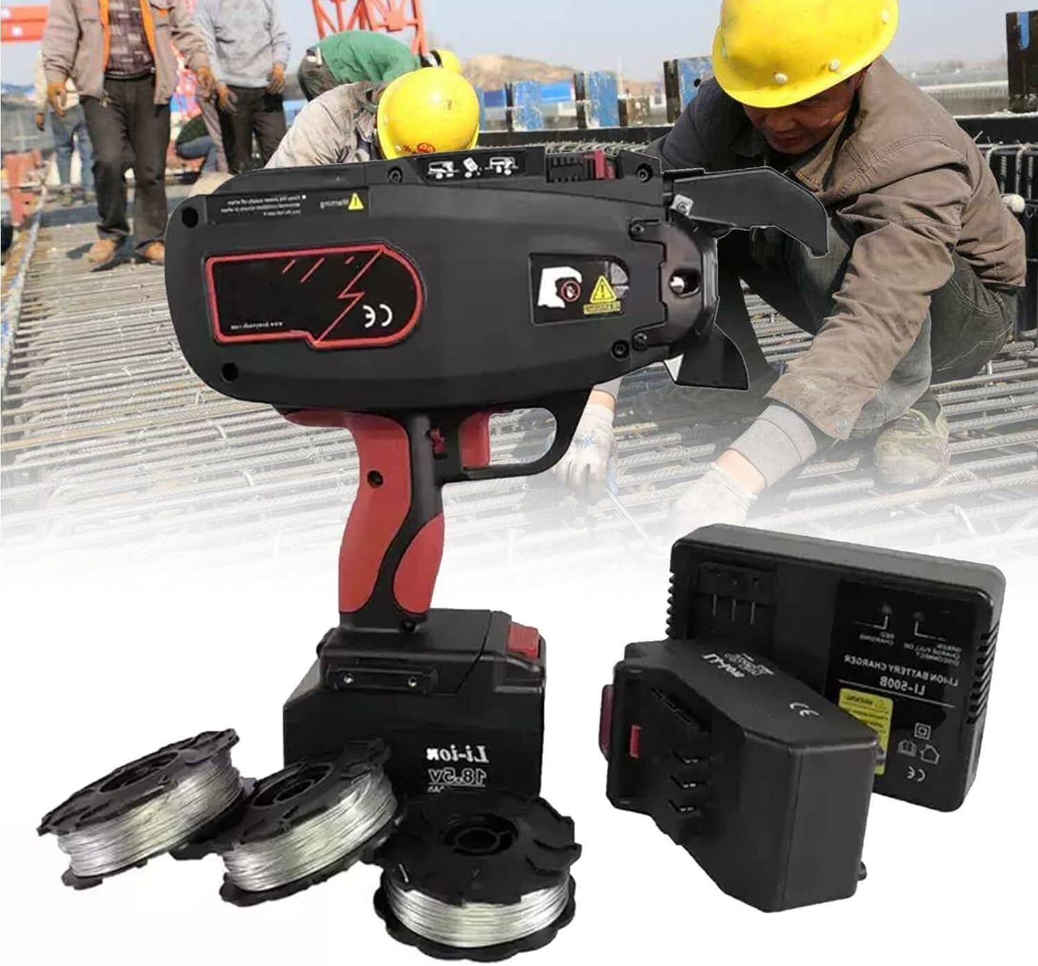 Yoiutrgdk One Color Handheld Charged Rebar Tier Tying Set Gun, Electric Binding Machine
