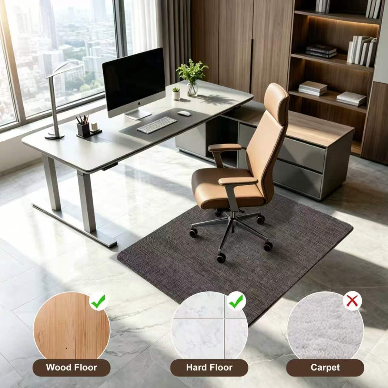 Office Chair Mat for Hardwood Floors,Not for Carpets,(Black, “48 x36in”)