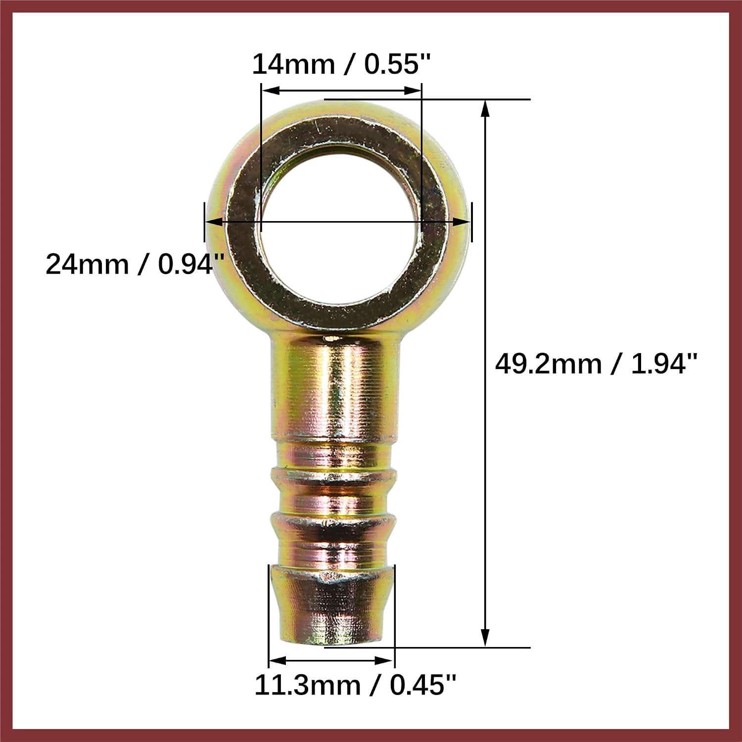 3/8" 10mm ID Hose Barb 14mm Banjo Fitting Fuel Brake Line Adapter for Motorcycle Car Replace Parts