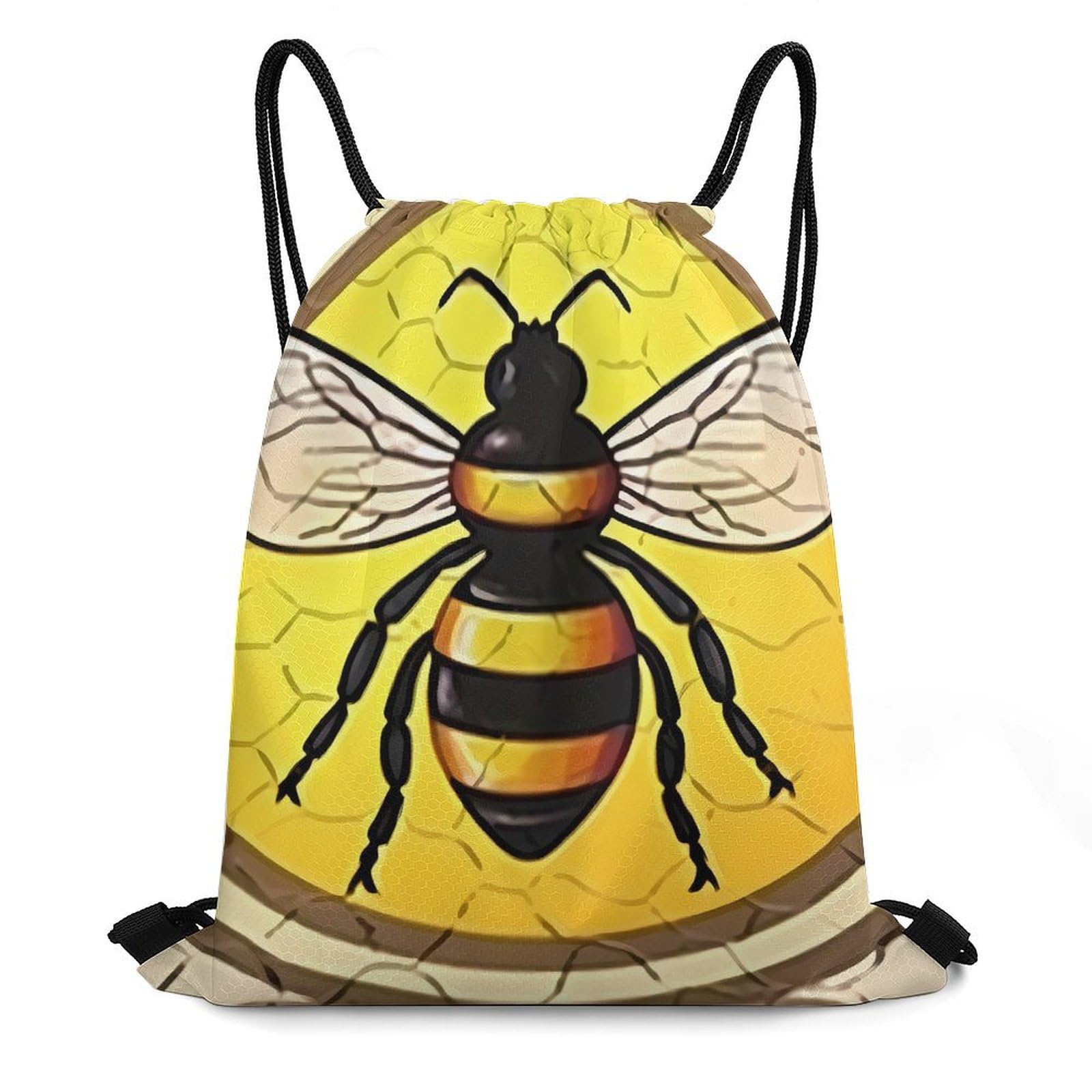Honey Bee Drawstring Backpack Durable Sport Gym Bags Daypack for Men Women 35 * 42cm