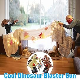 2 Pack Dinosaur Gun Toys for Toddlers Boys 3 4 5 6 7 Year Old Birthday Gifts Valentines Easter Christmas Stocking Stuffers, Small Dino Blaster Shooting Game with Soft Foam Darts Compatible with Nerf