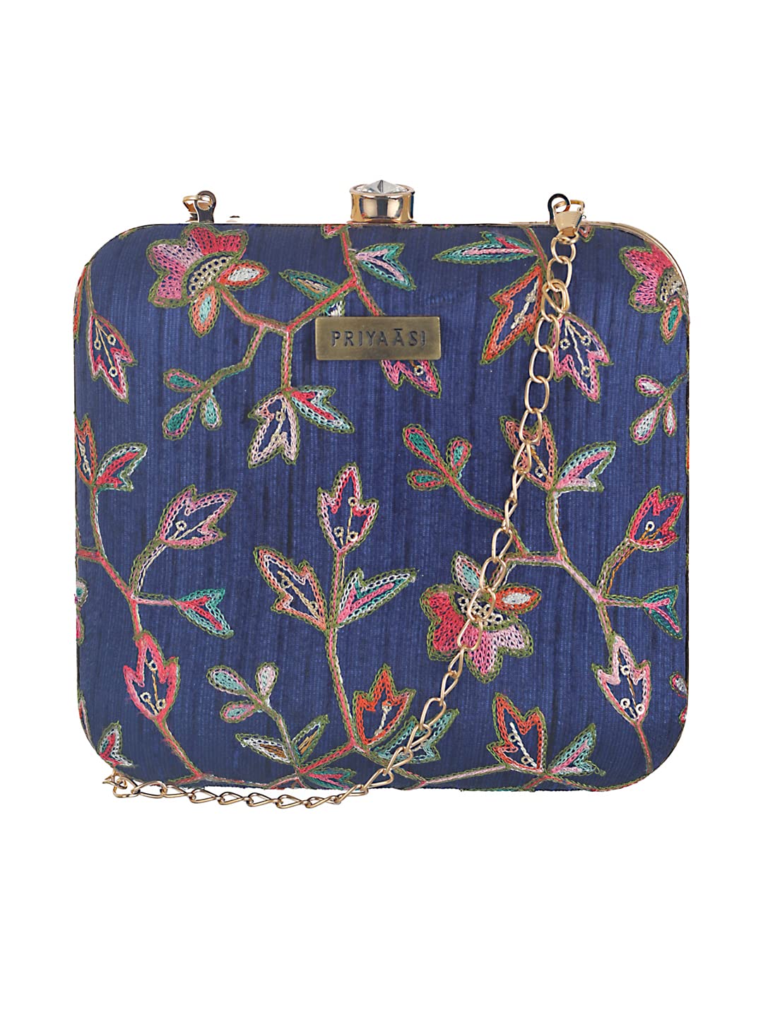 Priyaasi Blue Floral Thread Charm Clutch Bag for Women's - Stylish, Trendy, Casual Hand Purse with Shoulder Chain Strap for Office, College - Image 5 thumbnail