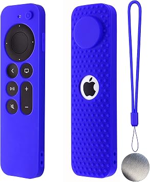 Silicone Remote Case for Apple TV 4K 2nd Gen 2021 Siri Remote Anti-Slip Durable Silicone Cover Magnetic Protective Sleeve Shockproof Remote CaseBlue