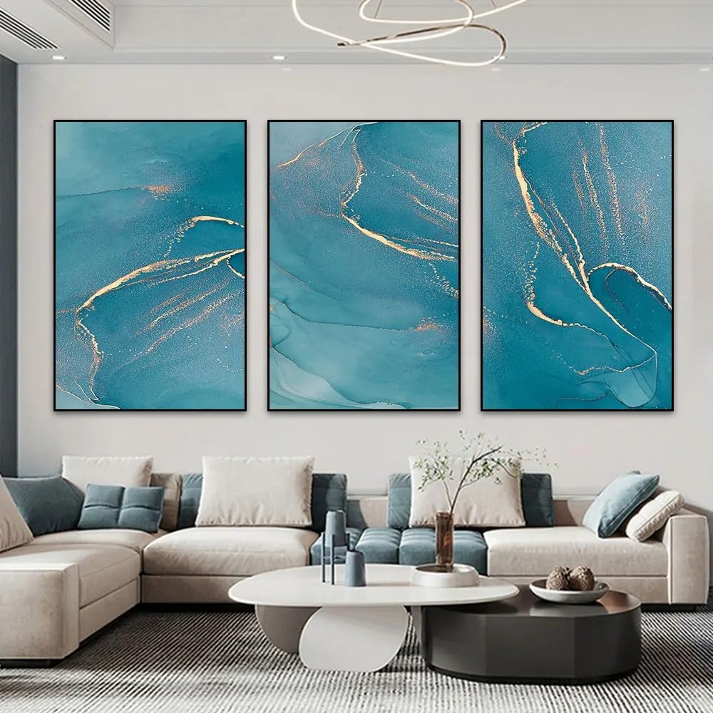 WUHBCZ Canvas Paints-Modern Abstract Marble Green Texture Canvas Art Painting Wall Art Picture Wall Poster and Prints for Living Office Room Home Decoration-60 * 80cm/3PCS (No Frame)