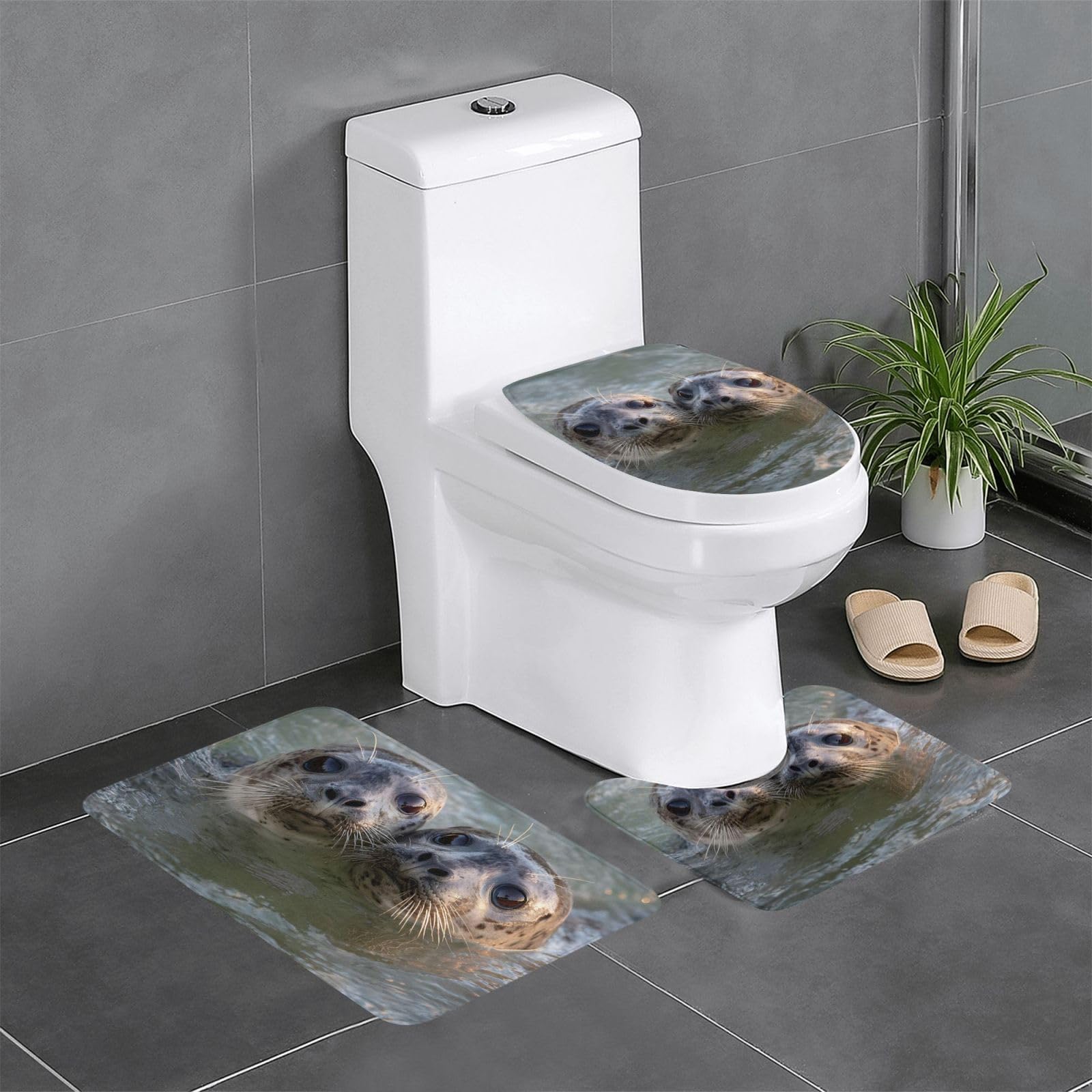 Tapis de salle de bain absorbant lot de 3 avec contour WC et tapis de sol lavable