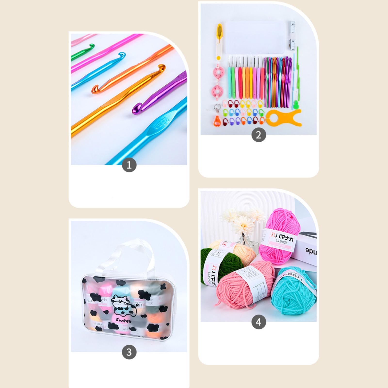 Juego de ganchos de ganchillo para adultos, kit de herramientas de ganchillo para niños, kit de herramientas de tejer para principiantes con estuche