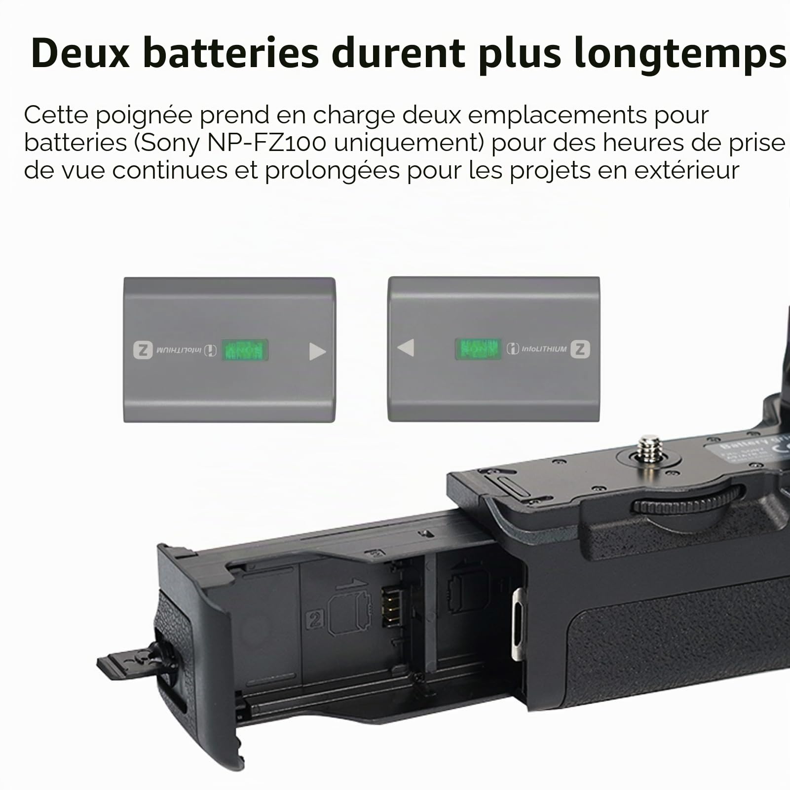 Poignée d'alimentation VG-C4EM pour appareils photo Sony A7R V A7R IV A9 II A7 IV A7S III A1, remplacement pour Sony Poignée verticale, utiliser une batterie NP-FZ100.