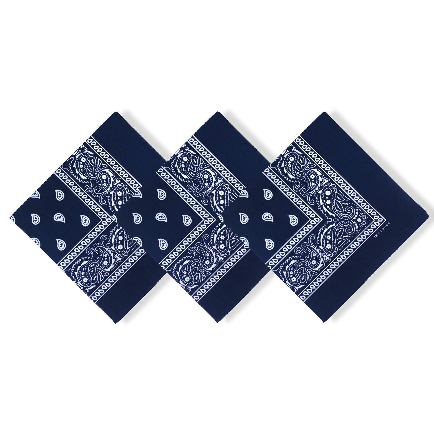 Men's Cotton Bandanas 3pcs Gift Sets Multi-purpose Novelty Double Sided Print Paisley Cowboy Bandanas for Men & Women Neck Gaiter 22 X 22 Inch– Headband, Wrap （With a gift leather buckle)