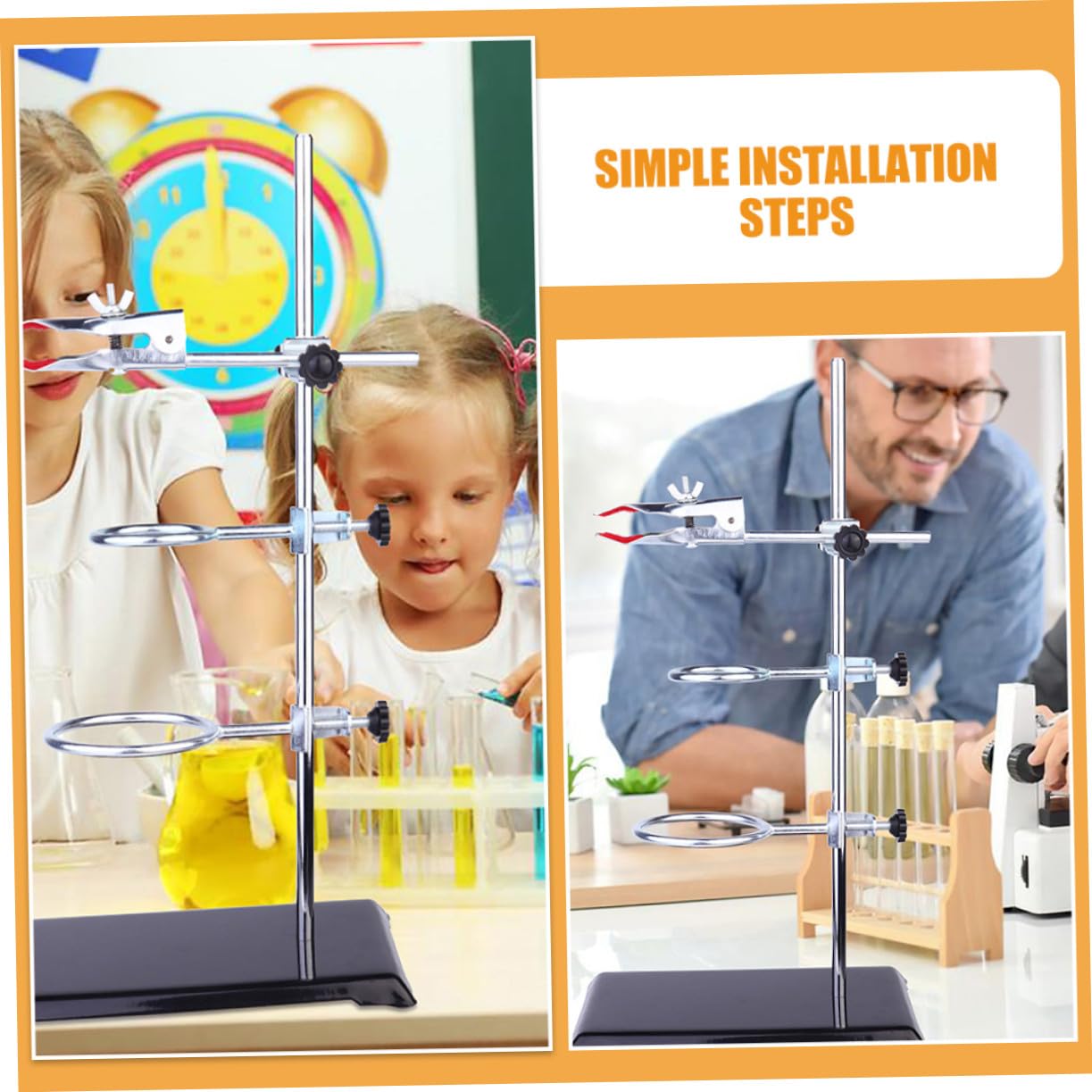 SHINEOFI Anneau de Serrage pour Support de Laboratoire Porte-tube à Essai avec Pinces Support de Table pour Chimie Couleur Aléatoire
