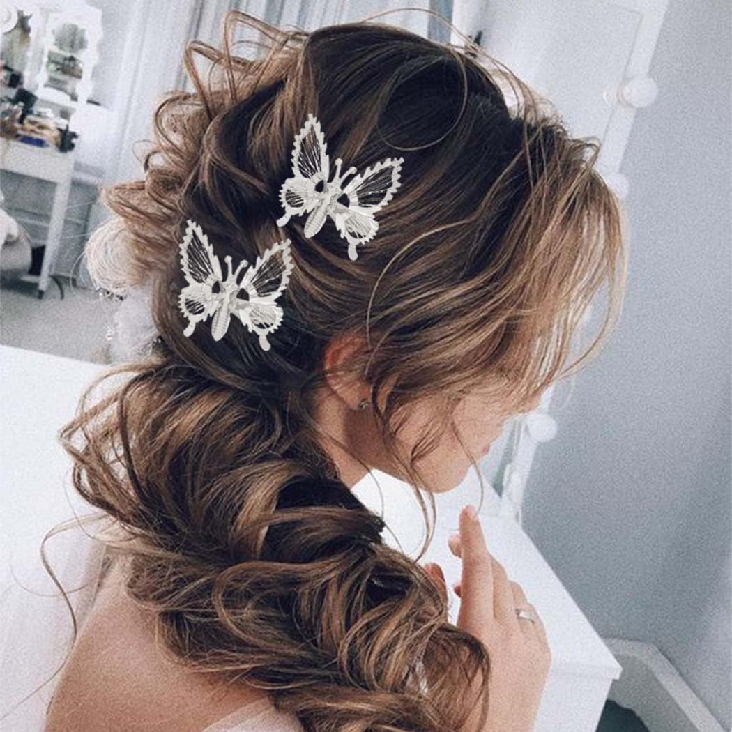 Silver Butterfly Hair Pins Butterfly Hair Clips Tassel Hair Barrettes Metal Amazon.com : TUCEWP Metal Butterfly Hair Claw Clips Long  main image 2