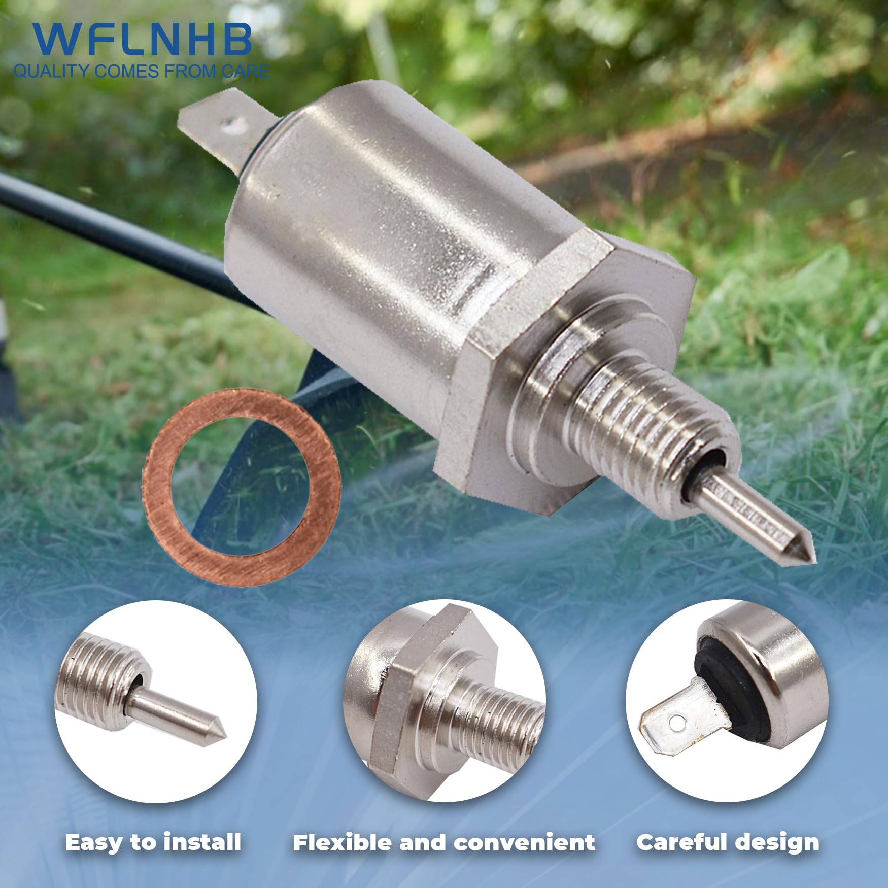 WFLNHB - Solenoide de apagado de combustible para carburador 21188-2011 y M138477 para John Deere M138477 LT180 LX277 X475 X520 X540 X700 X710 Z840 GX325 GX345
