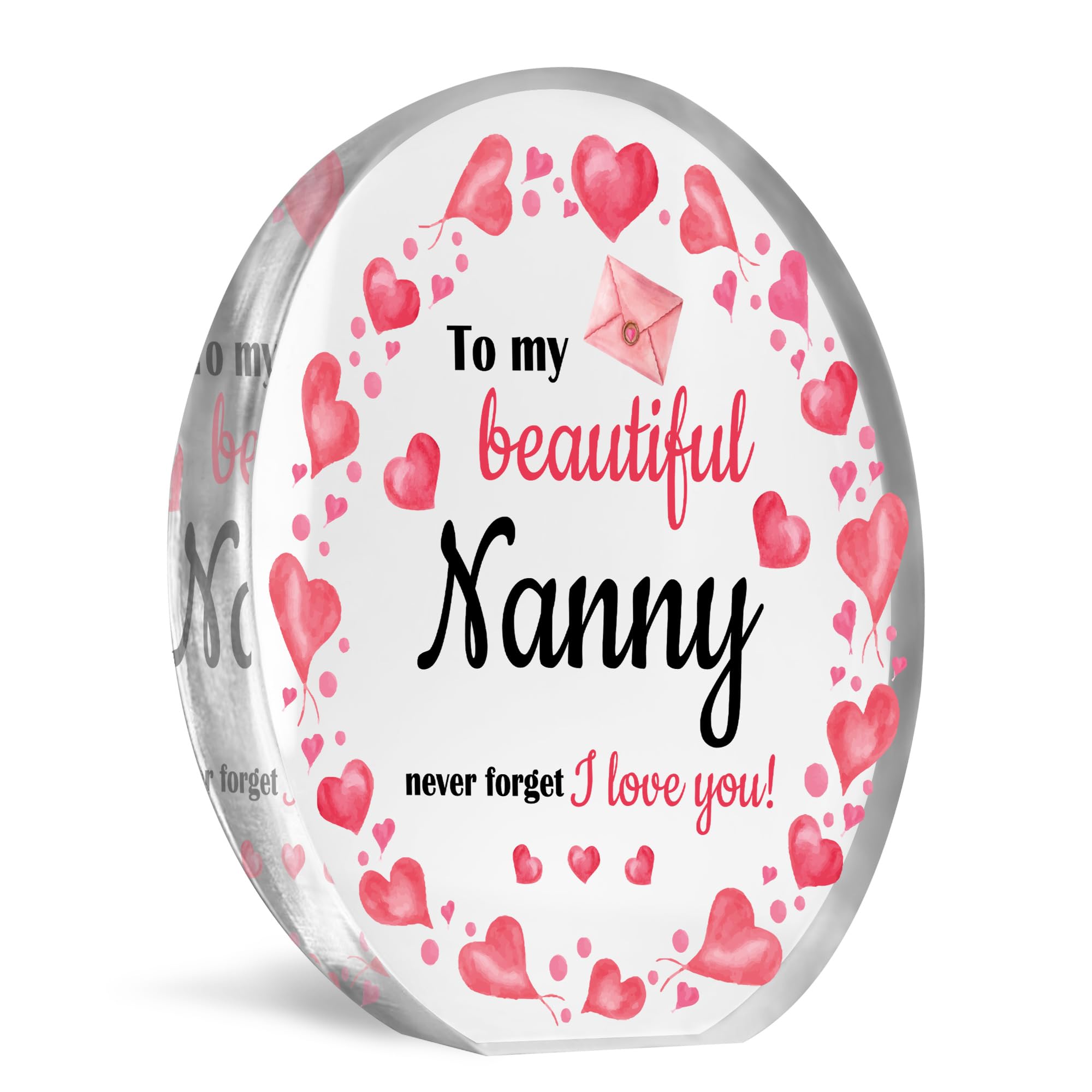 Red Ocean Nanny Gifts, Best Nanny Birthday Gift, Gift for Nanny Christmas Beautiful Acrylic Plaque, Thoughtful Nanny Gifts from Granddaughter Grandson My Beautiful Nanny Love Gift Thank You Gift